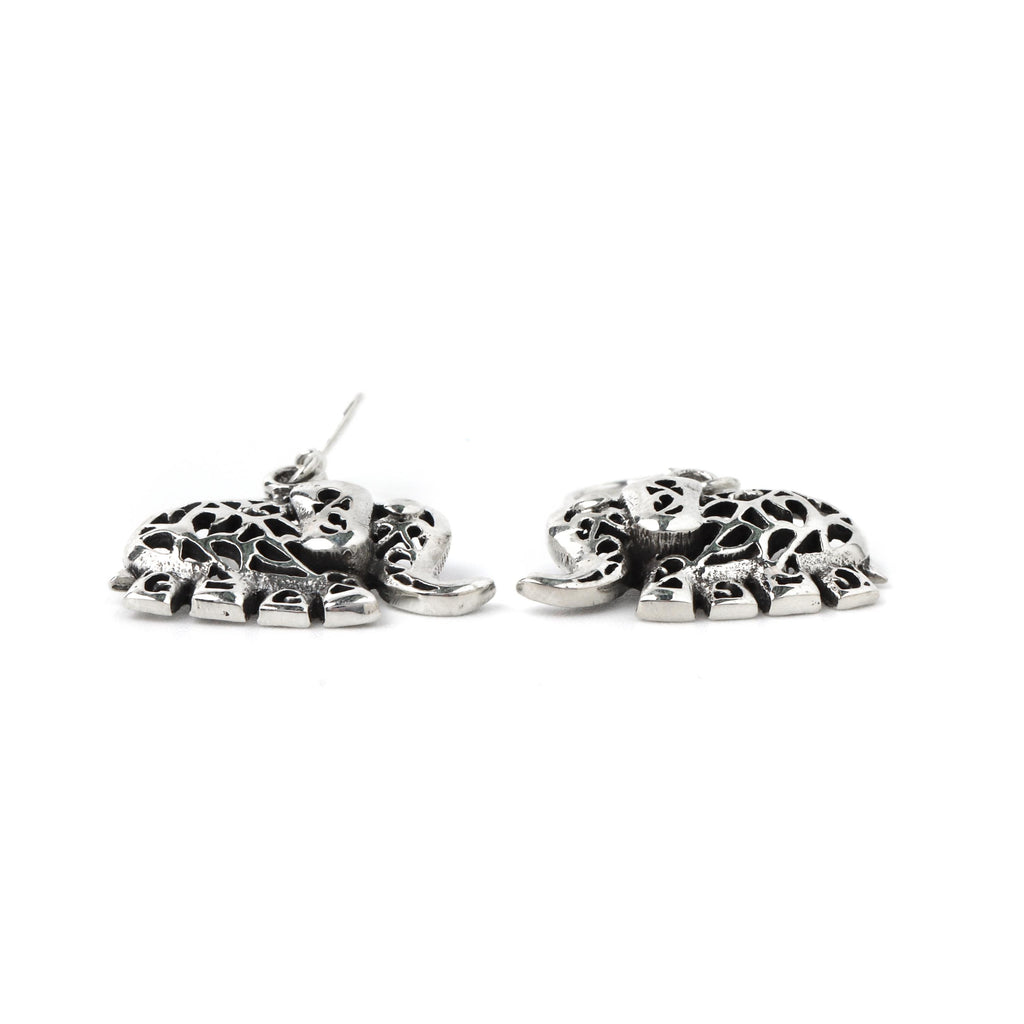 Sterling Silver Elephant Dangle Earrings – 925 Silver Good Luck Drops