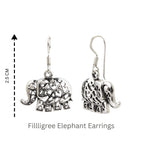Sterling Silver Elephant Dangle Earrings – 925 Silver Good Luck Drops