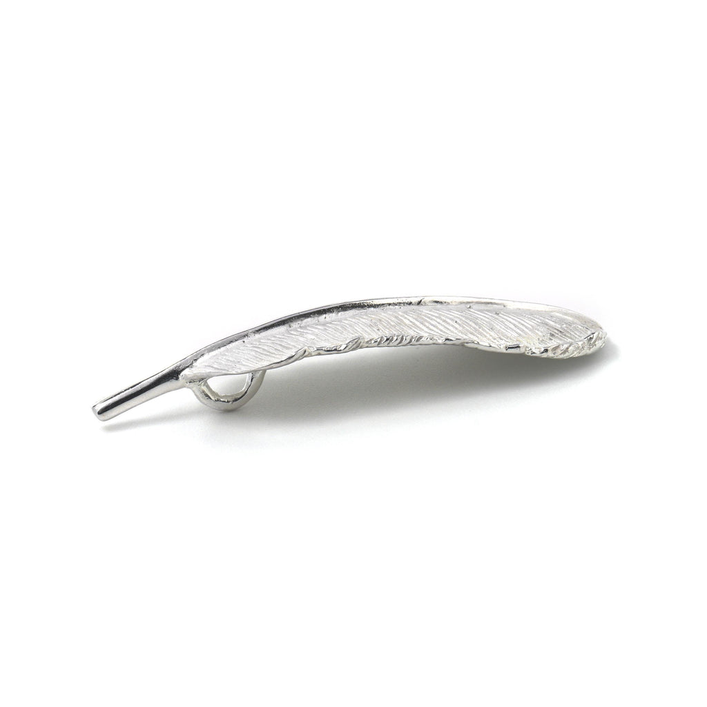 Sterling Silver Feather Pendant – Textured 925 Silver Feather Necklace Charm