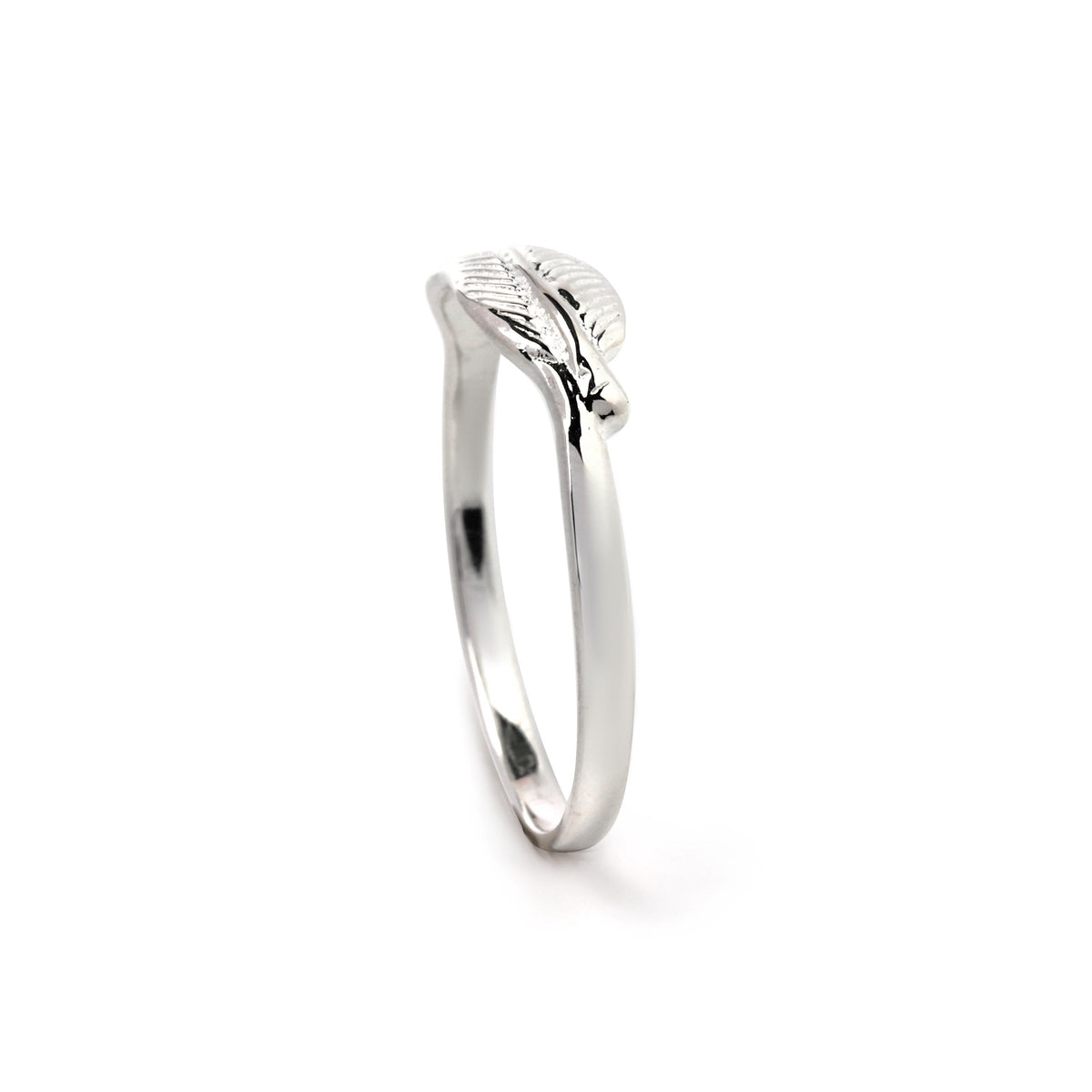Sterling Silver Feather Ring – Wrap-Style 925 Silver Boho Band