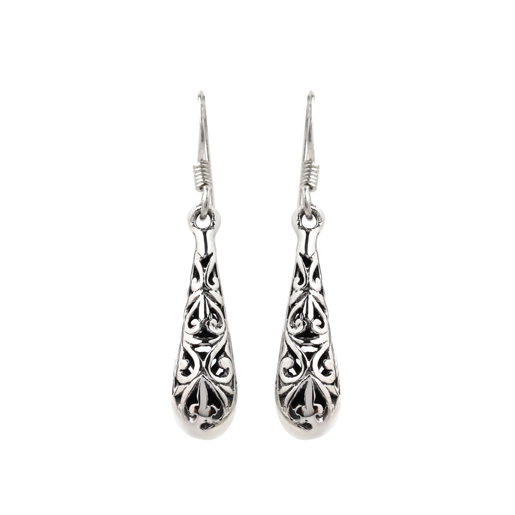 Sterling Silver Filigree Drop Earrings – Lace-Like 925 Silver Dangles