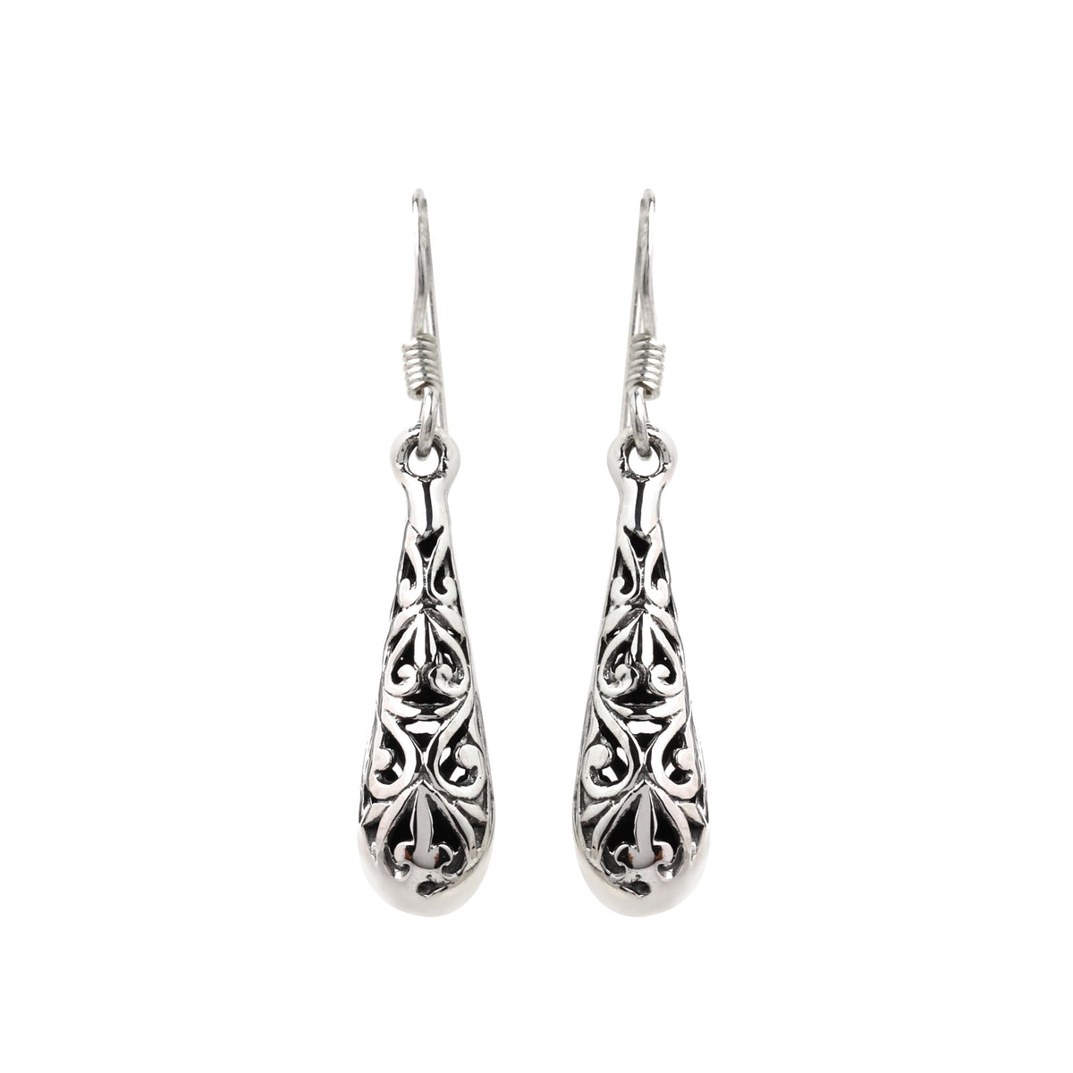 Sterling Silver Filigree Drop Earrings – Lace-Like 925 Silver Dangles