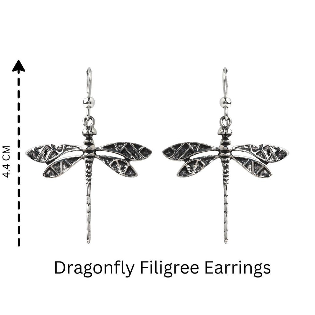 Sterling Silver Dragonfly Dangle Earrings – Long 925 Silver Drops