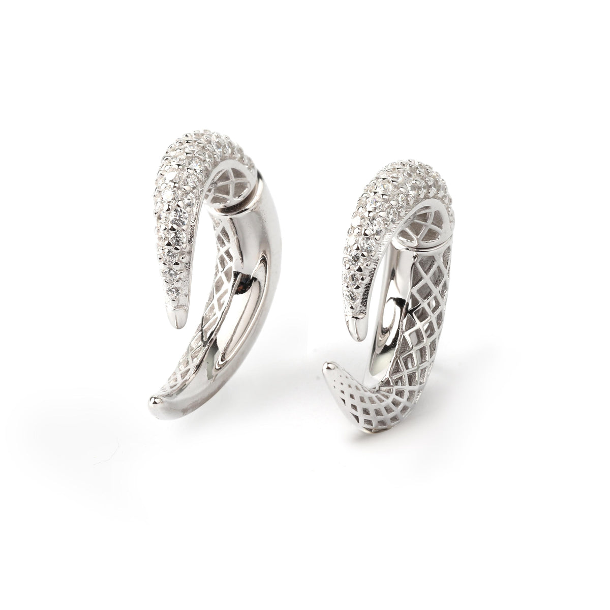Elephant Tusk Inspired Earrings in 925 Sterling Silver – Curved Silver Drops
