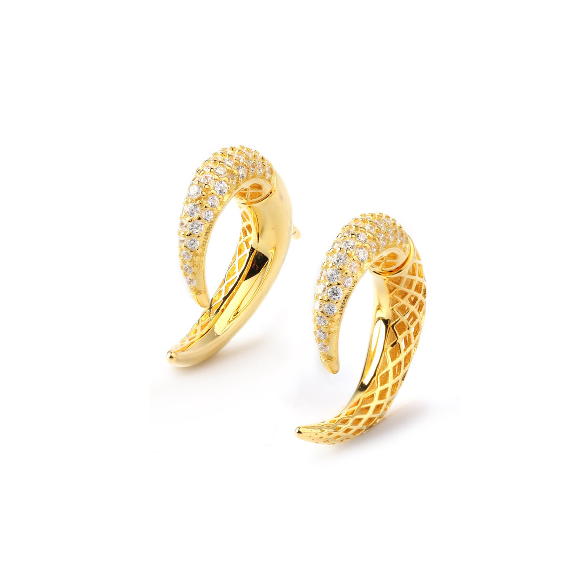 Elephant Tusk Inspired Earrings in 18K Gold-Plated Sterling Silver – Curved Drops