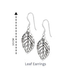 Sterling Silver Leaf Dangle Earrings – Long 925 Silver Leaf Drops