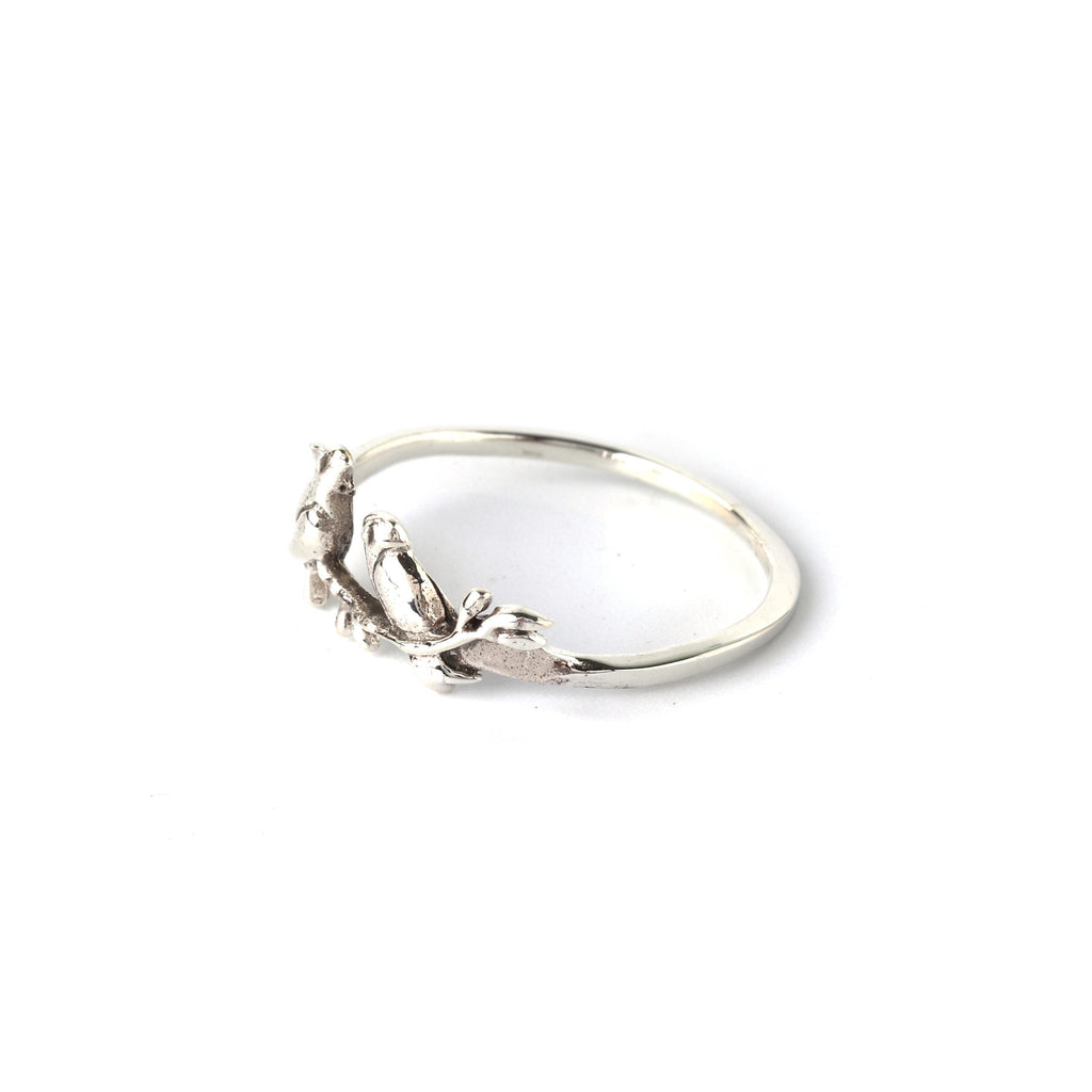 Sterling Silver Love Birds Ring – Dainty 925 Silver Couple Bird Band