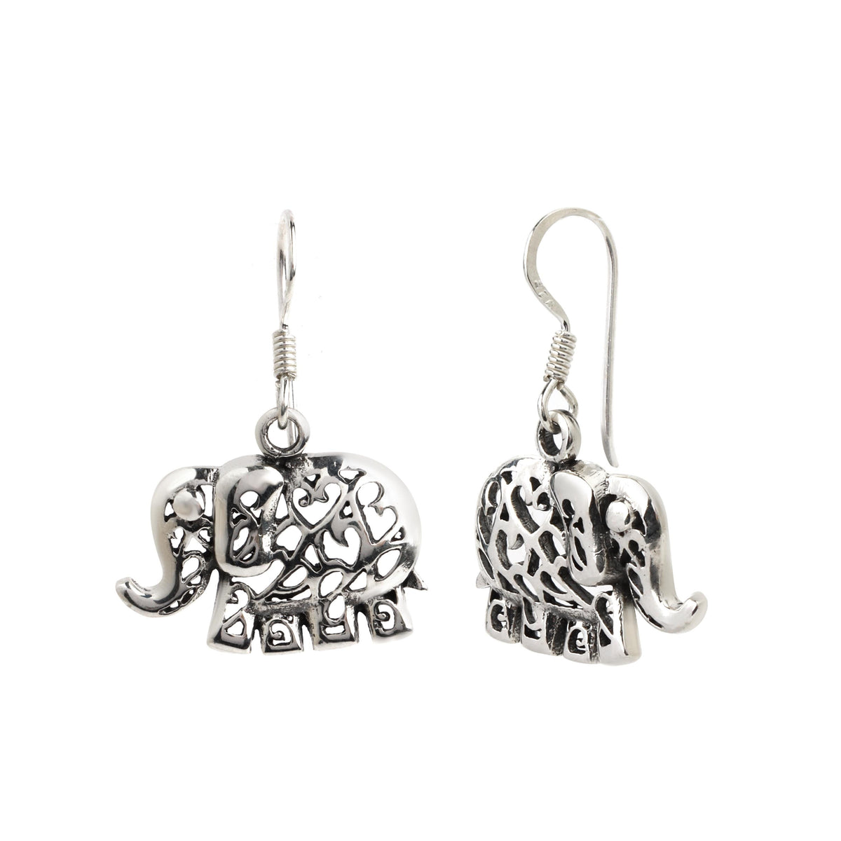 Sterling Silver Elephant Dangle Earrings – 925 Silver Good Luck Drops