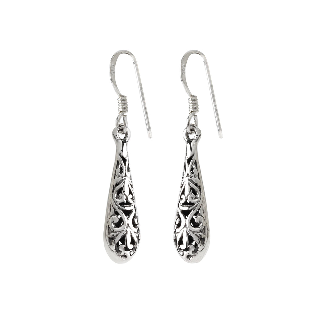 Sterling Silver Filigree Drop Earrings – Lace-Like 925 Silver Dangles