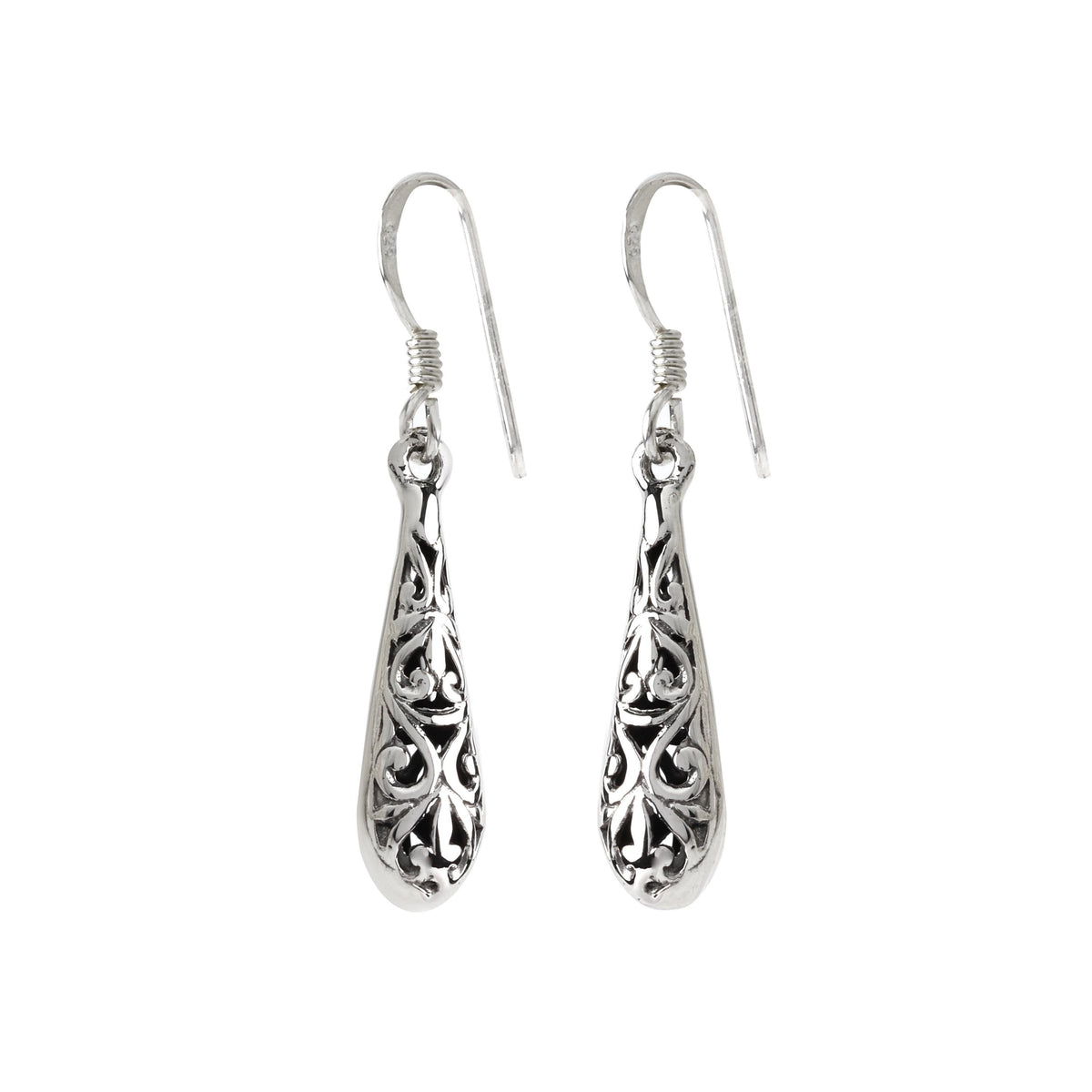 Sterling Silver Filigree Drop Earrings – Lace-Like 925 Silver Dangles