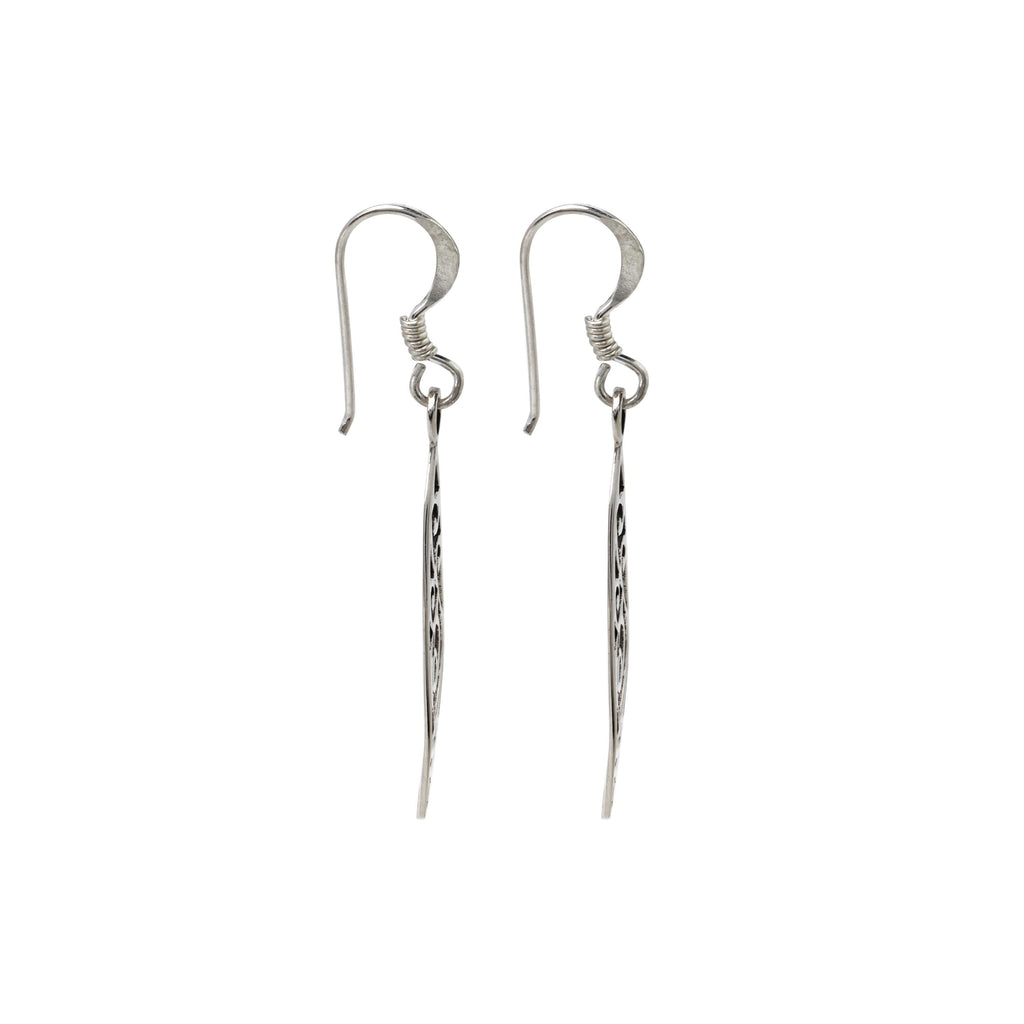 Sterling Silver Swirl Filigree Drop Earrings – Long 925 Silver Dangles