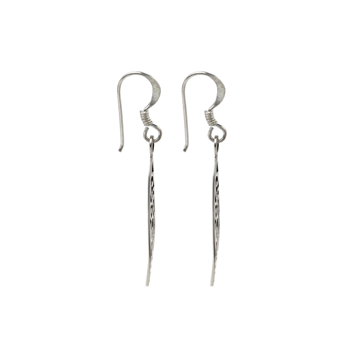 Sterling Silver Swirl Filigree Drop Earrings – Long 925 Silver Dangles
