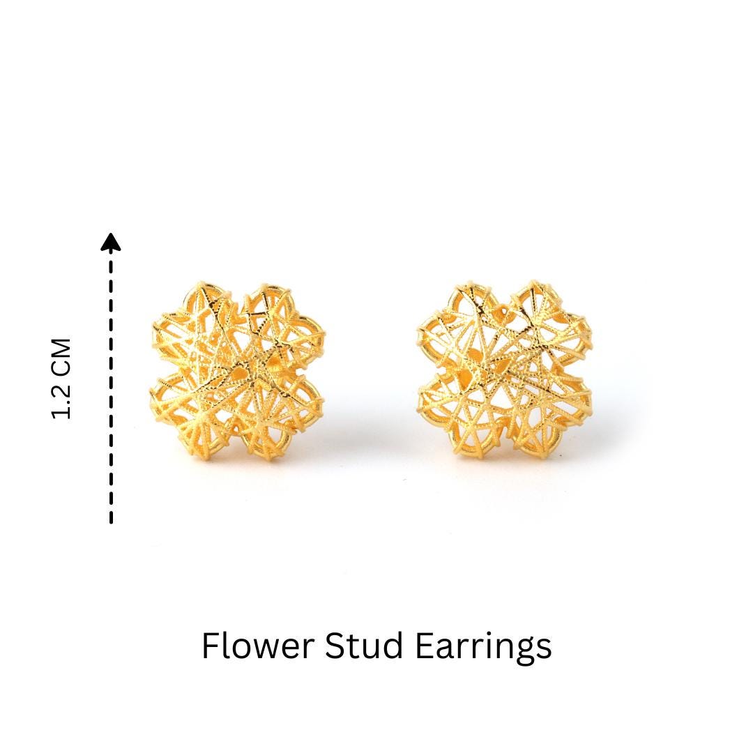 Gold Flower Earrings in 18K Gold-Plated Sterling Silver – Petite Blossoms