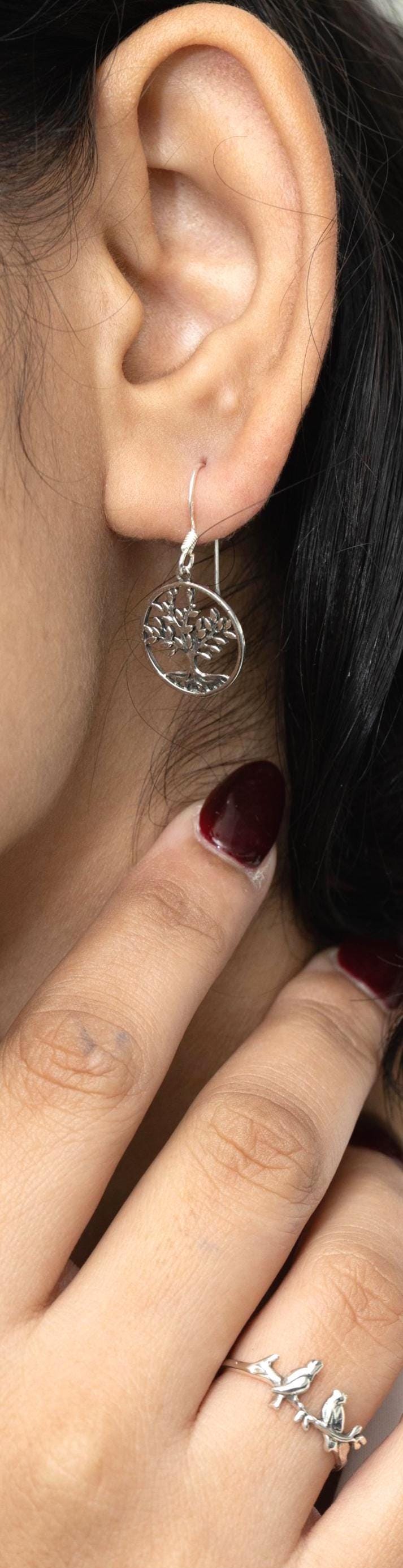 Sterling Silver Tree Earrings – 925 Silver Tree of Life Dangles