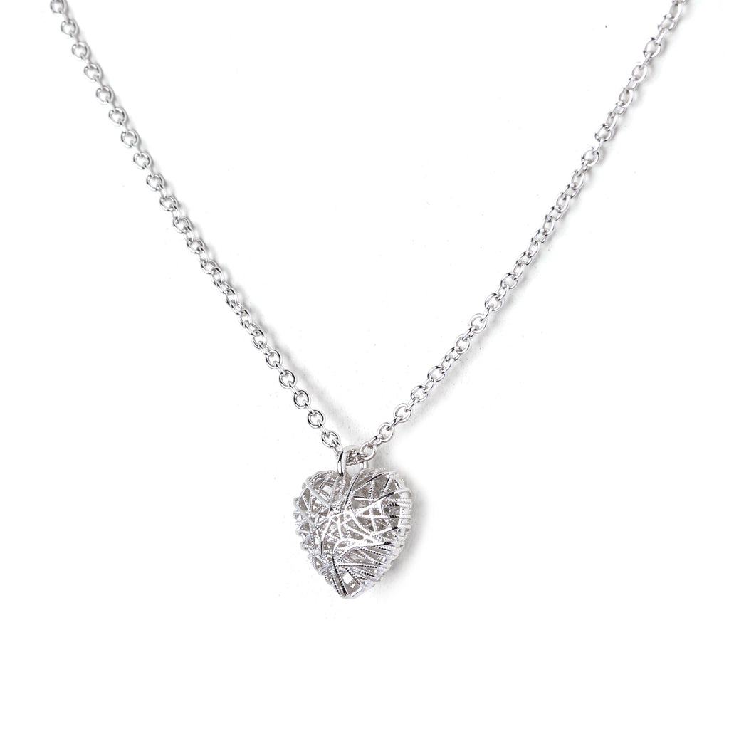 Sterling Silver Heart Necklace – Polished 925 Silver Heart Pendant Necklace