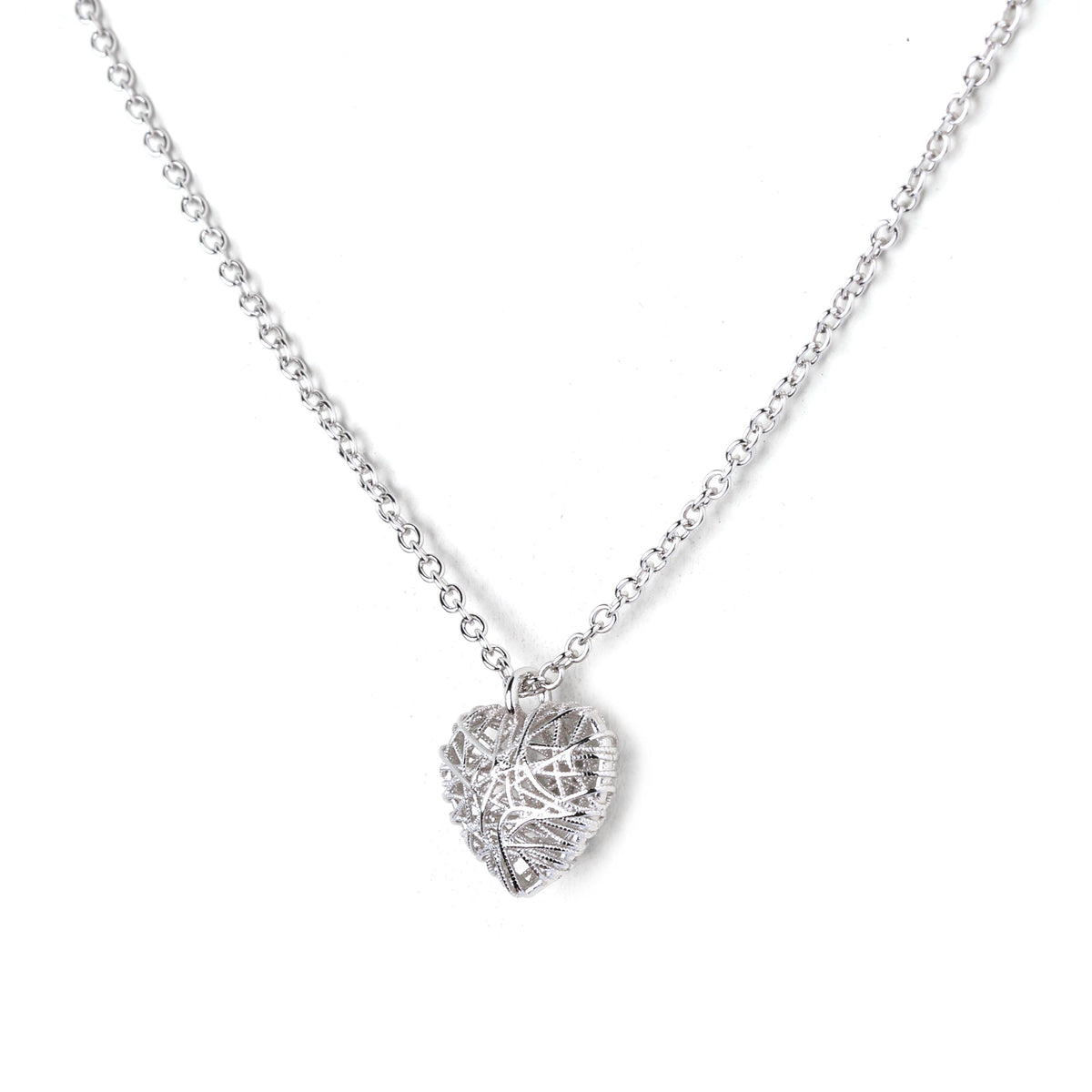 Sterling Silver Heart Necklace – Polished 925 Silver Heart Pendant Necklace