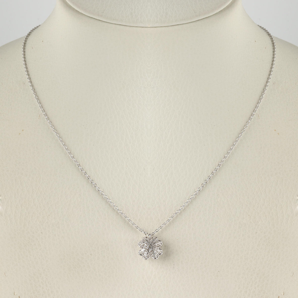 Sterling Silver Flower Necklace – Sculpted 925 Silver Blossom Pendant Necklace