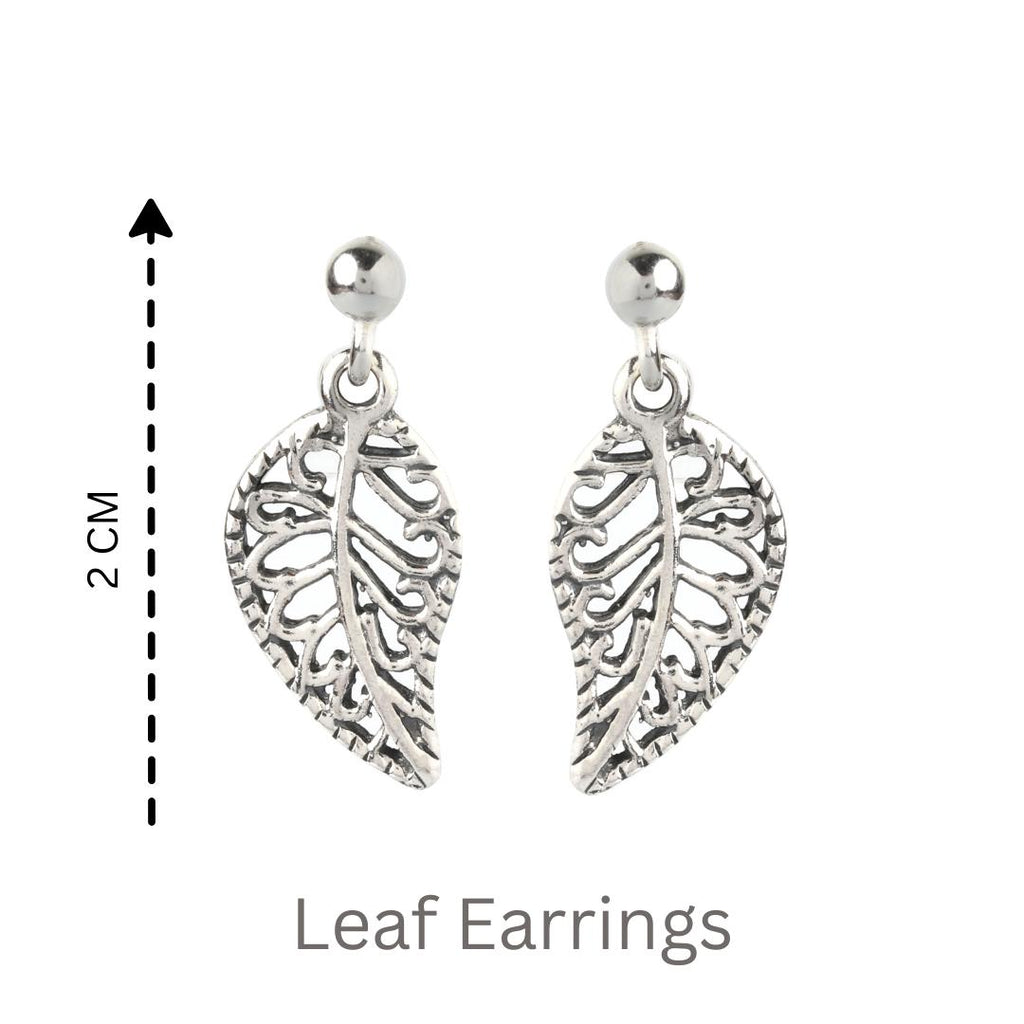 Sterling Silver Leaf Earrings – Small 925 Silver Leaf Drops