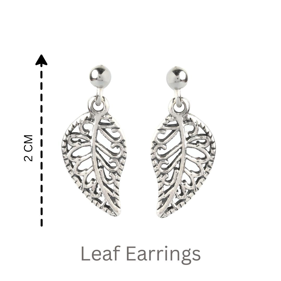 Sterling Silver Leaf Earrings – Small 925 Silver Leaf Drops
