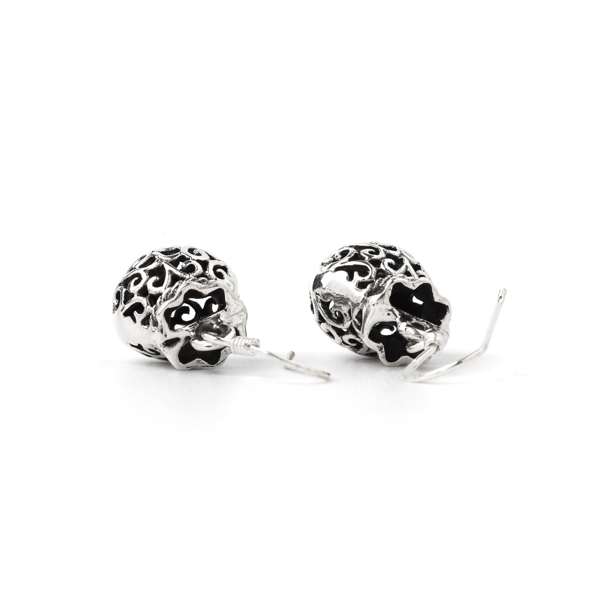Sterling Silver Filigree Pouch Earrings – Ornate 925 Silver Dangles