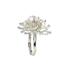 Sterling Silver Pearl Ring – Statement 925 Silver Cocktail Ring