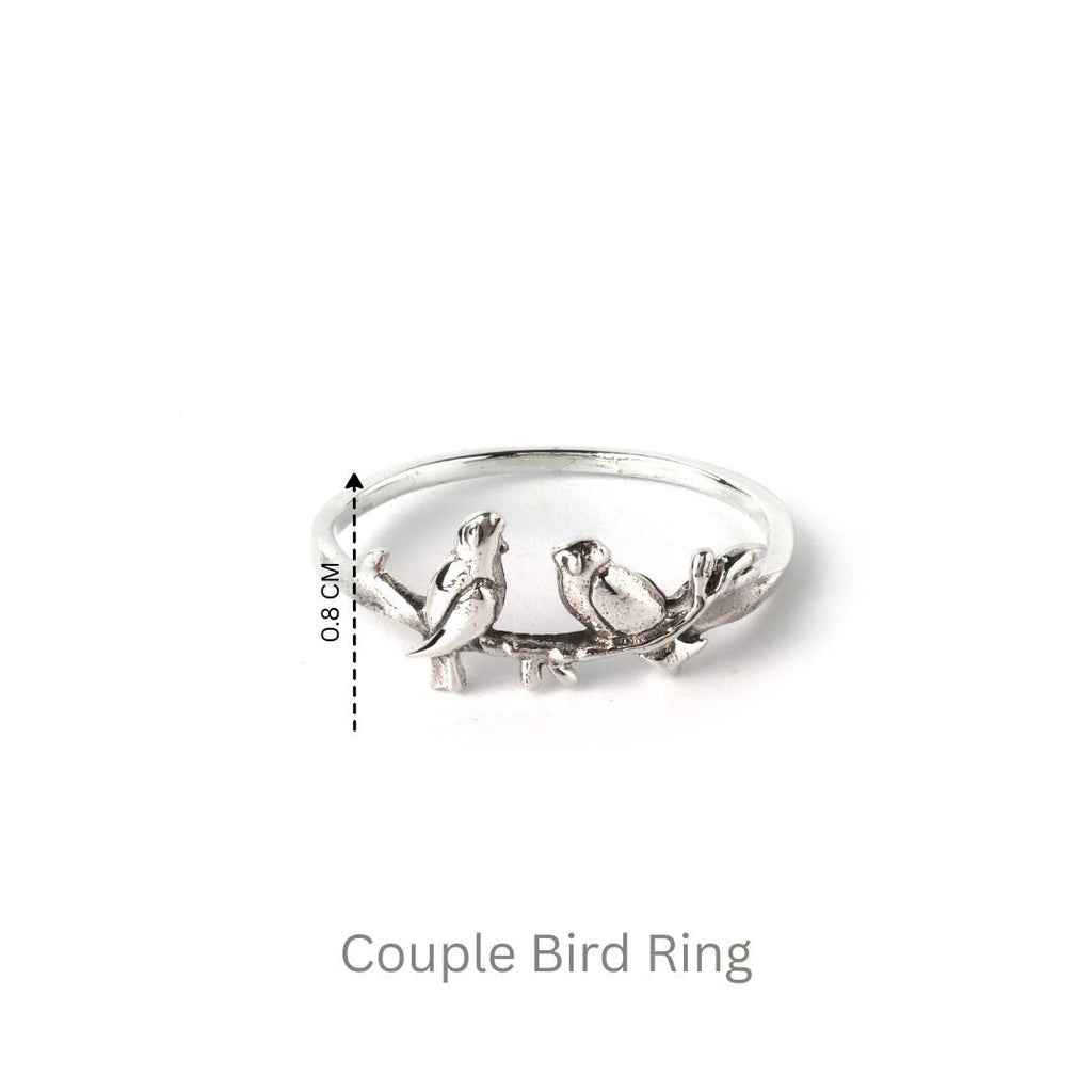 Sterling Silver Love Birds Ring – Dainty 925 Silver Couple Bird Band