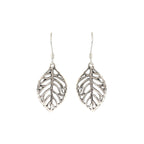 Sterling Silver Leaf Dangle Earrings – Long 925 Silver Leaf Drops