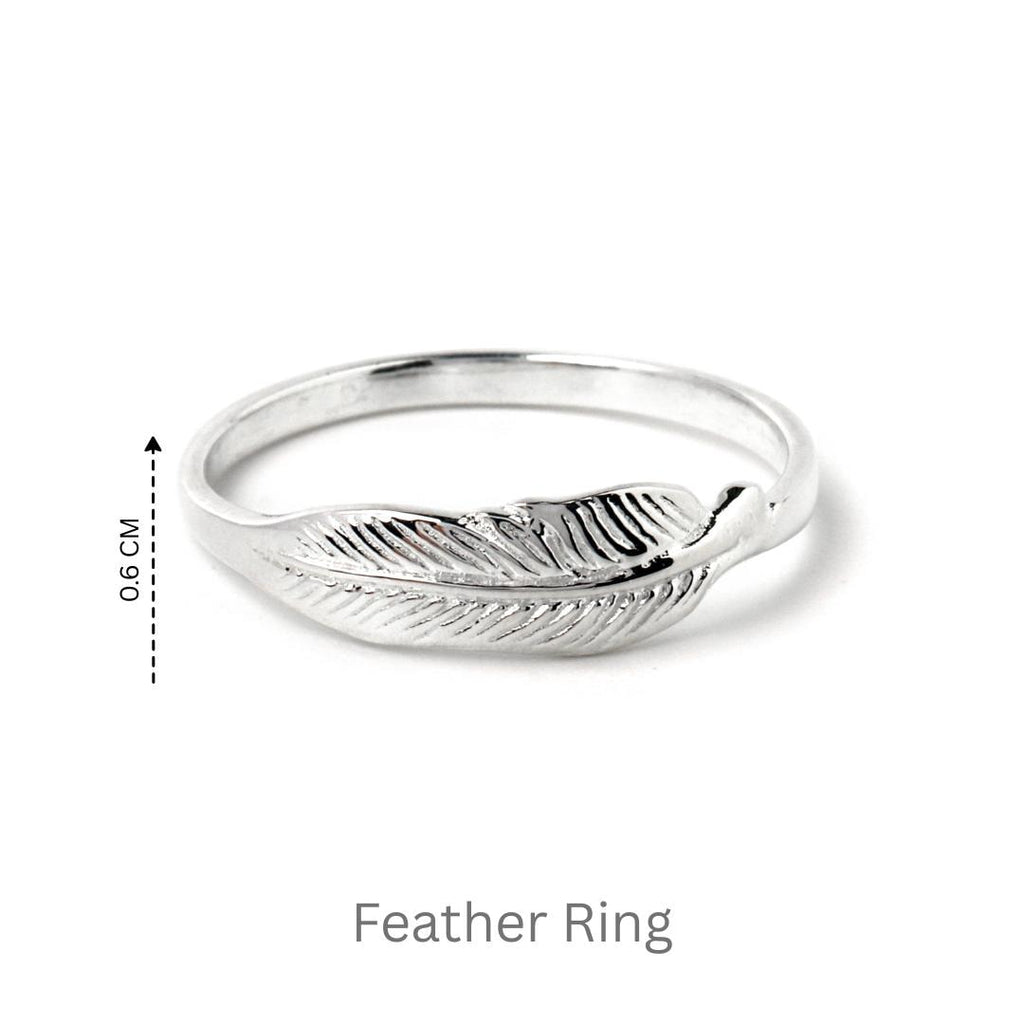 Sterling Silver Feather Ring – Wrap-Style 925 Silver Boho Band
