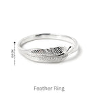Sterling Silver Feather Ring – Wrap-Style 925 Silver Boho Band