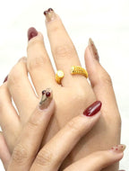 Gold Honeycomb Ring in 18K Gold-Plated Sterling Silver – Geometric Band