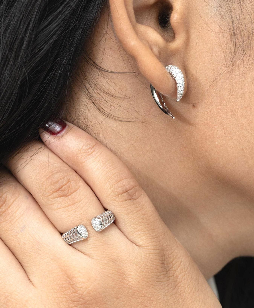 Sterling Silver Honeycomb Ring – Geometric 925 Silver Hexagon Band
