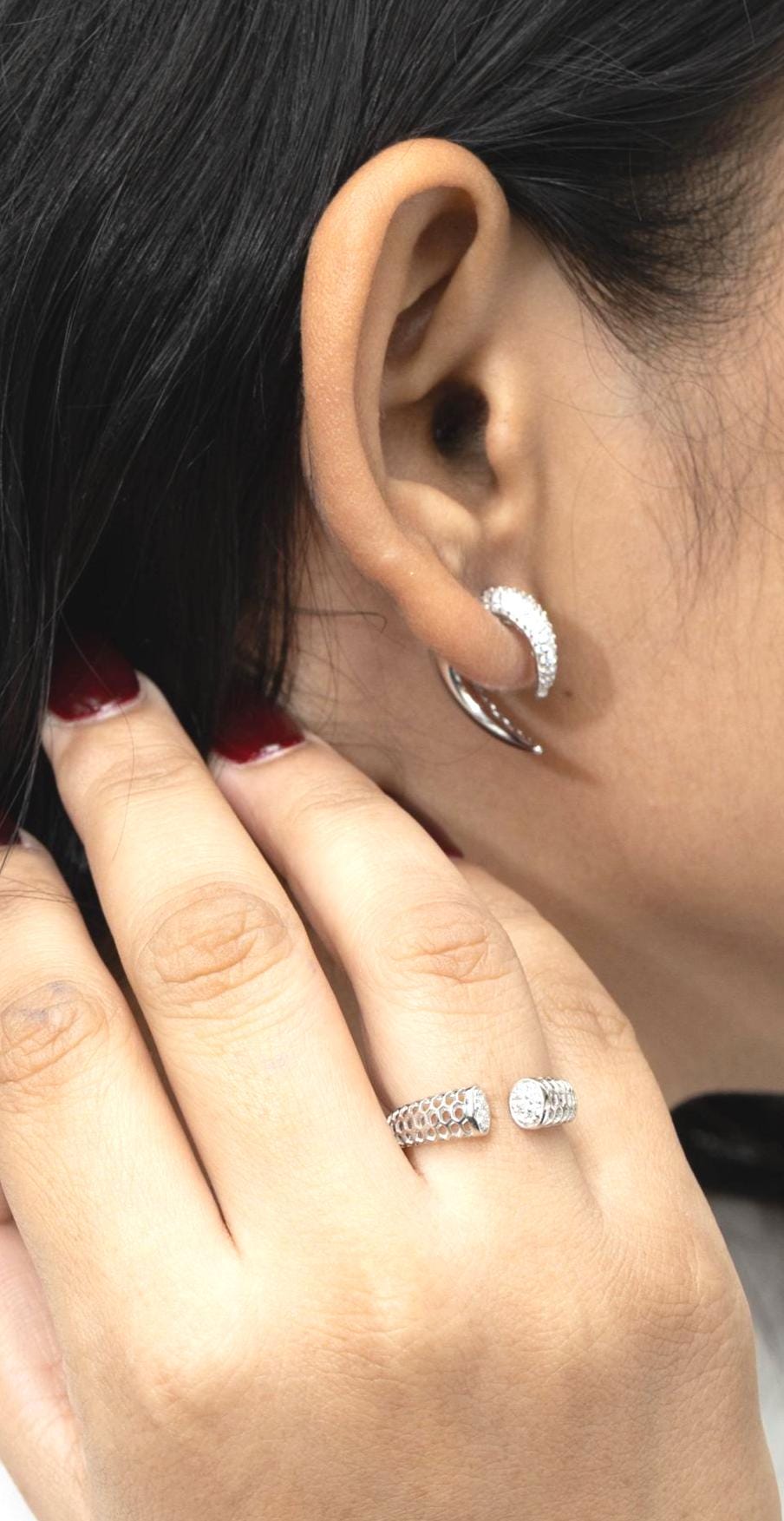 Elephant Tusk Inspired Earrings in 925 Sterling Silver – Curved Silver Drops