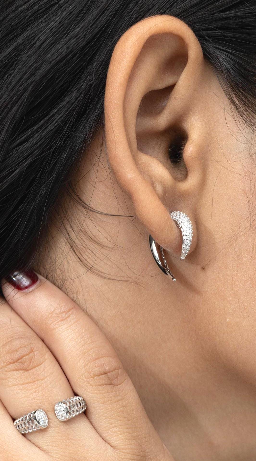 Elephant Tusk Inspired Earrings in 925 Sterling Silver – Curved Silver Drops