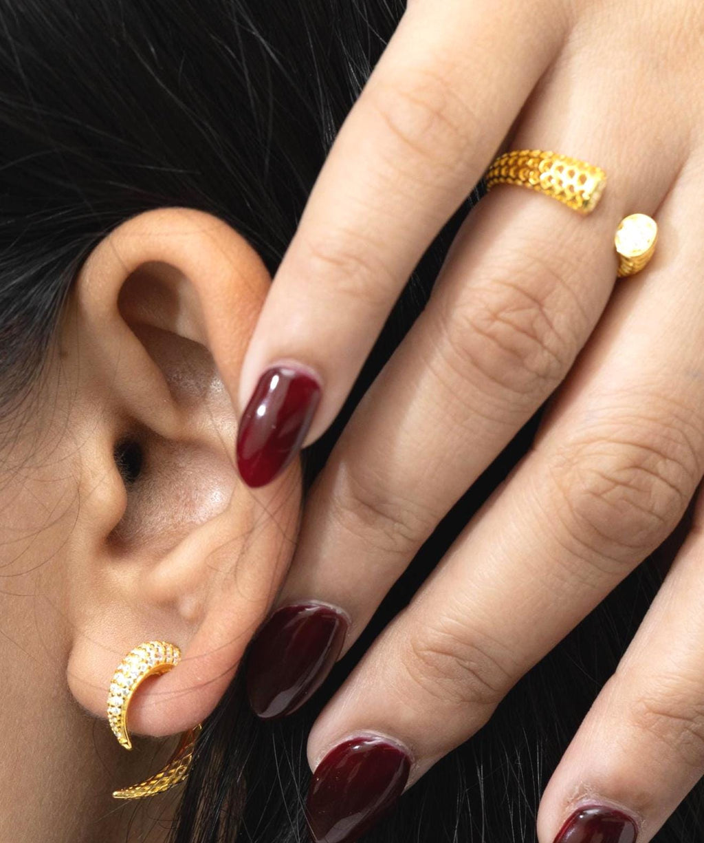Elephant Tusk Inspired Earrings in 18K Gold-Plated Sterling Silver – Curved Drops