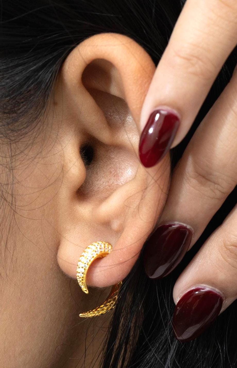 Elephant Tusk Inspired Earrings in 18K Gold-Plated Sterling Silver – Curved Drops