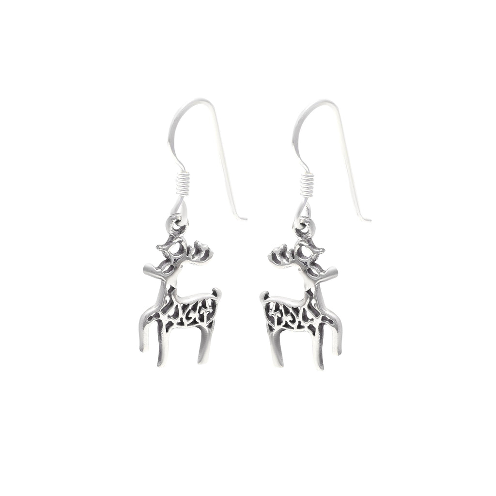 Sterling Silver Reindeer Earrings – 925 Silver Christmas Dangles