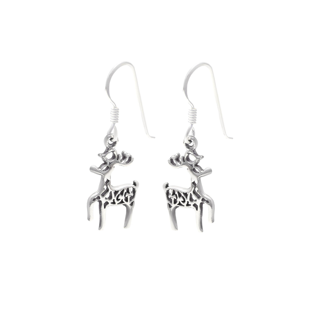 Sterling Silver Reindeer Earrings – 925 Silver Christmas Dangles