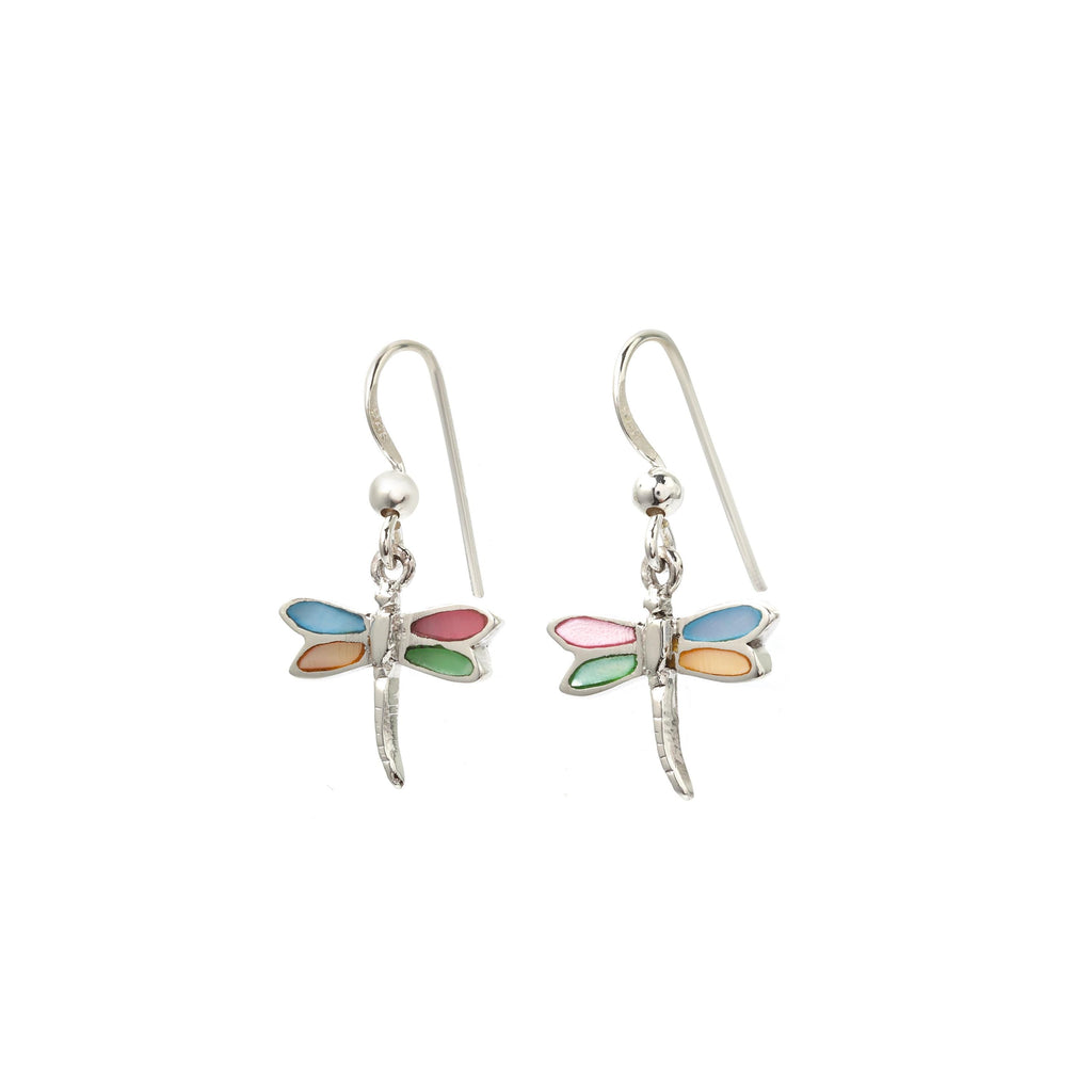 Colorful Dragonfly Earrings in 925 Sterling Silver – Nature-Inspired Dangle Drops
