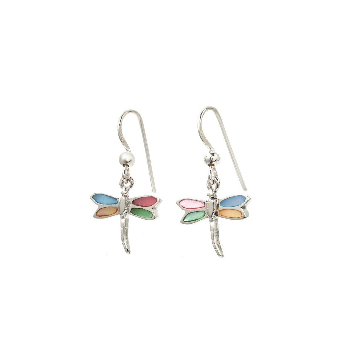 Colorful Dragonfly Earrings in 925 Sterling Silver – Nature-Inspired Dangle Drops