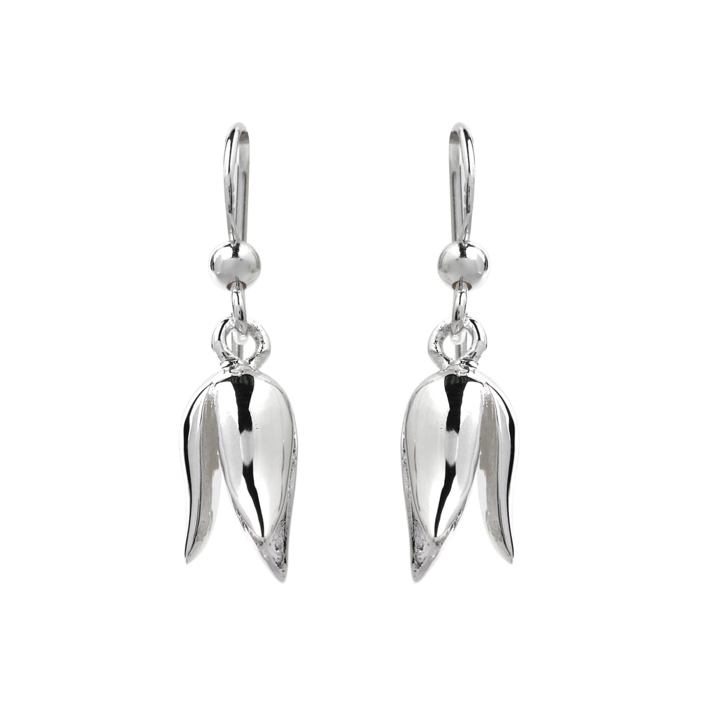 Sterling Silver Tulip Earrings – Sculpted 925 Silver Flower Drops