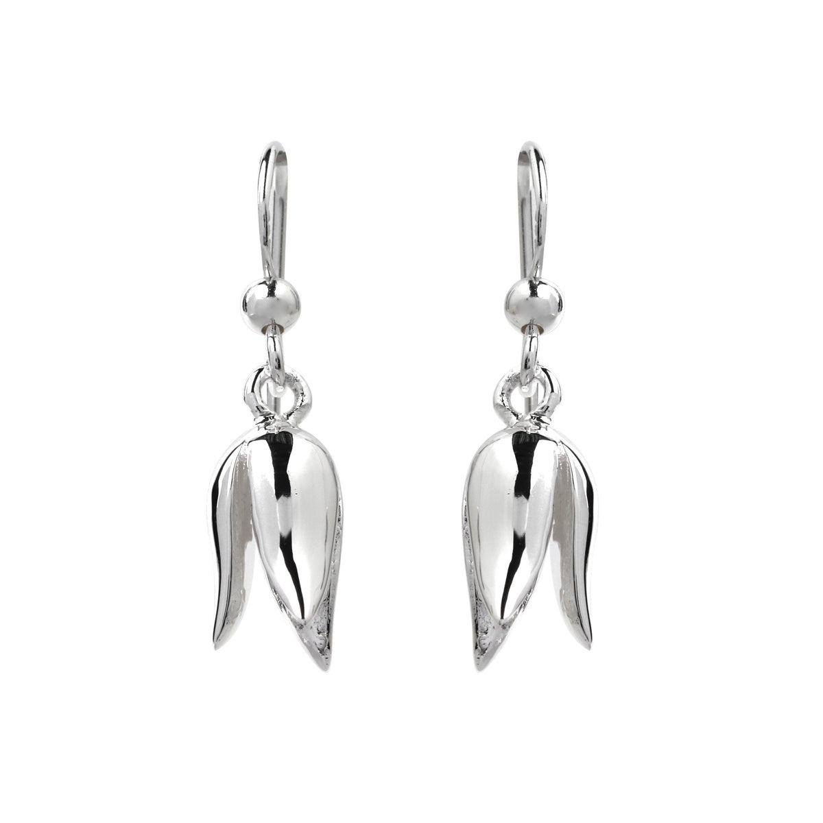 Sterling Silver Tulip Earrings – Sculpted 925 Silver Flower Drops