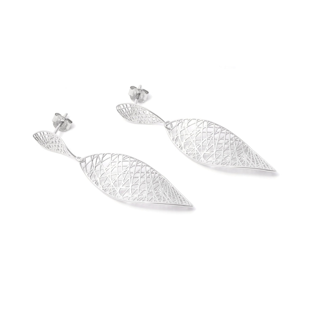 Sterling Silver Twist Drop Earrings – Long 925 Silver Dangles