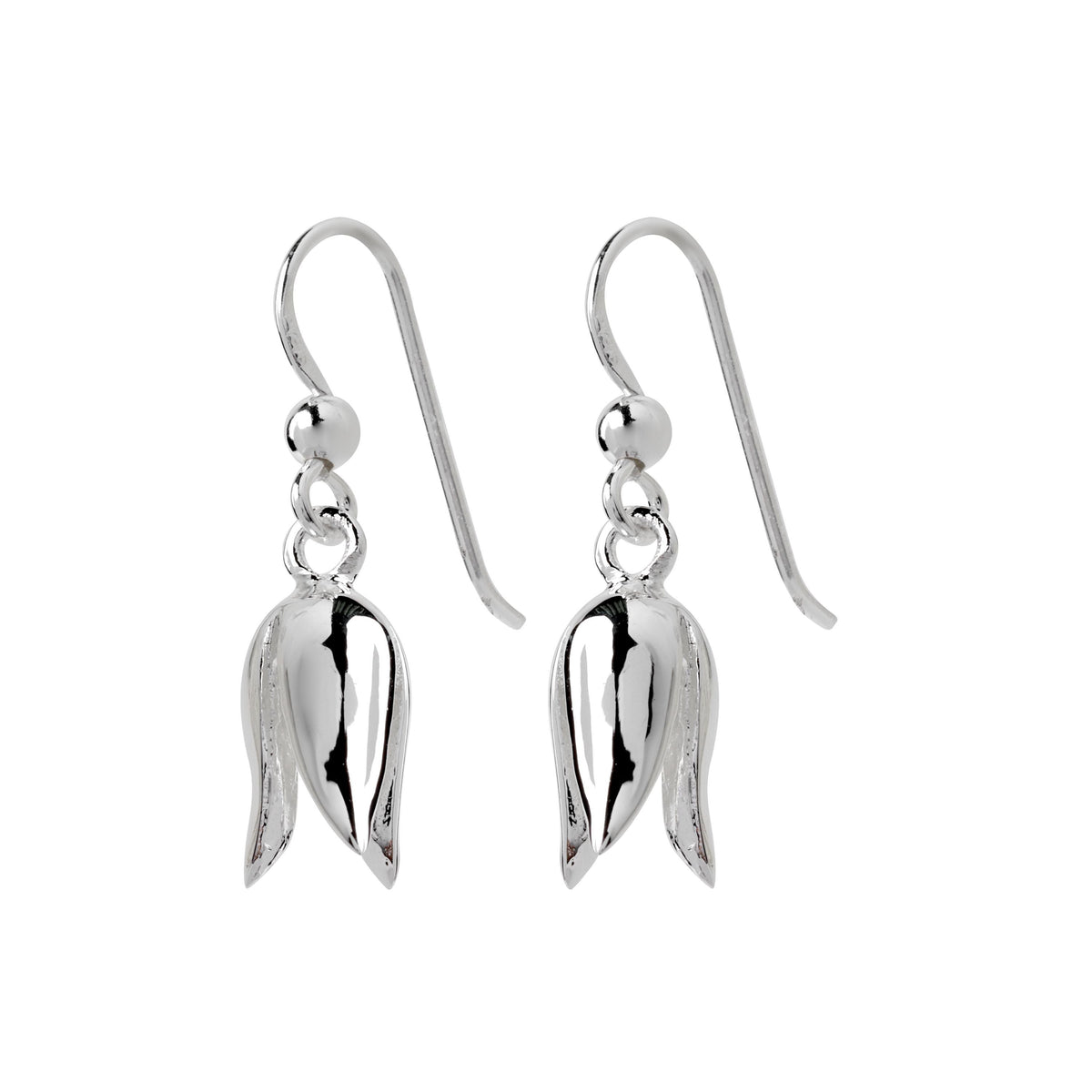 Sterling Silver Tulip Earrings – Sculpted 925 Silver Flower Drops