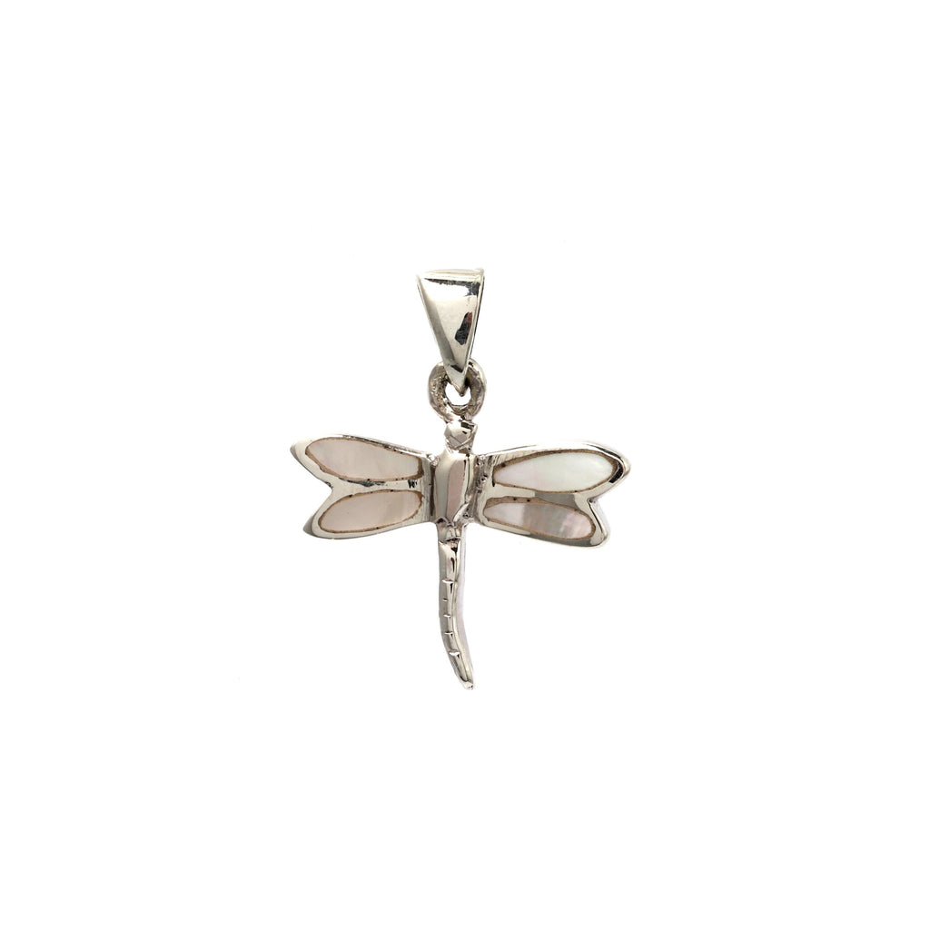 White Dragonfly Pendant in 925 Sterling Silver – Nature-Inspired Charm