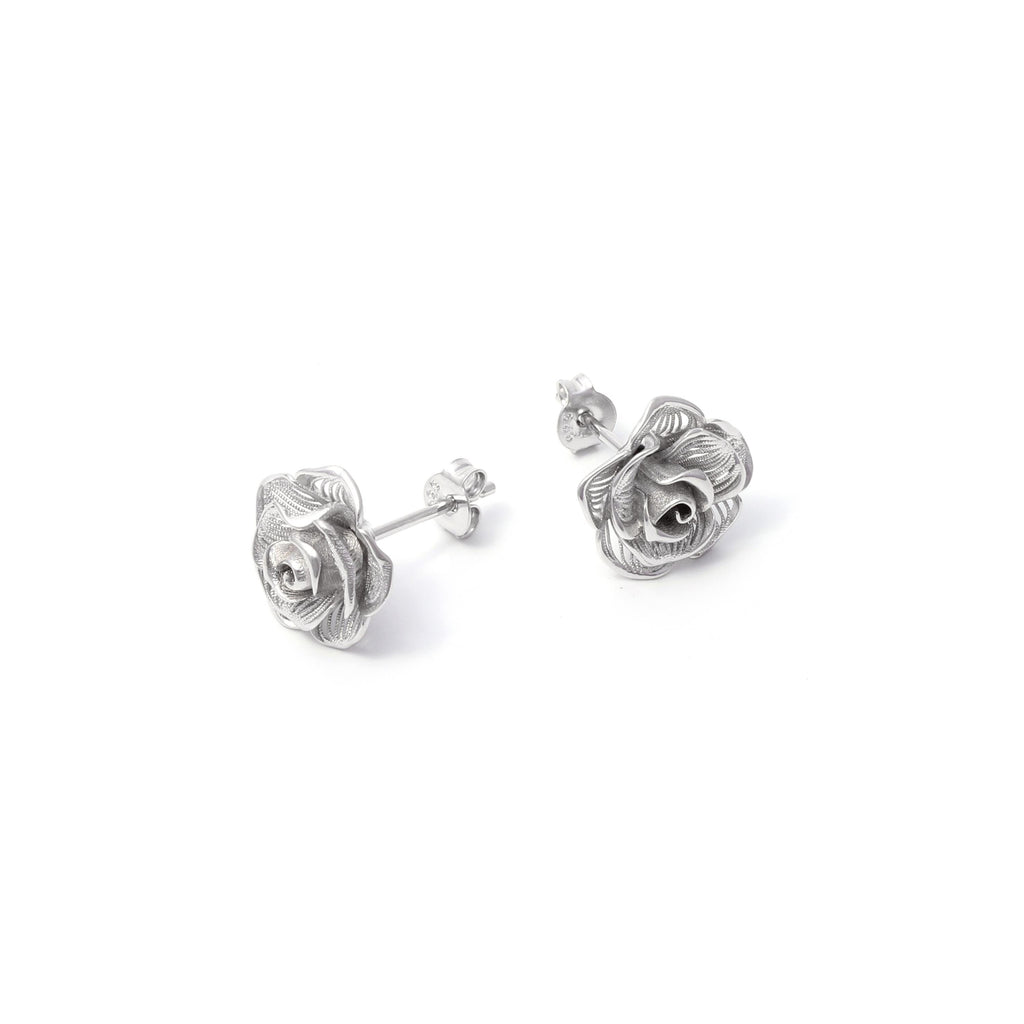 Sterling Silver Rose Earrings – Petite 925 Silver Rose Blooms