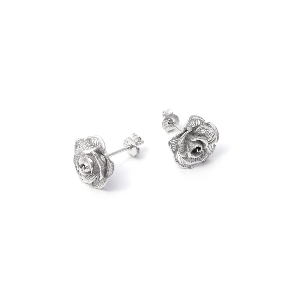 Sterling Silver Rose Earrings – Petite 925 Silver Rose Blooms
