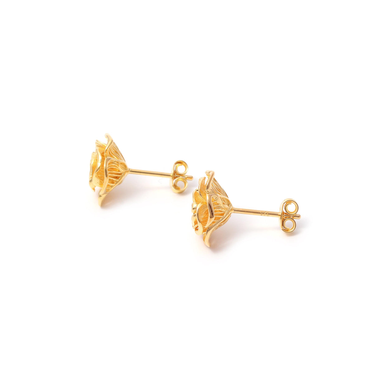 Gold Rose Earrings in 18K Gold-Plated Sterling Silver – Petite Rose Blooms