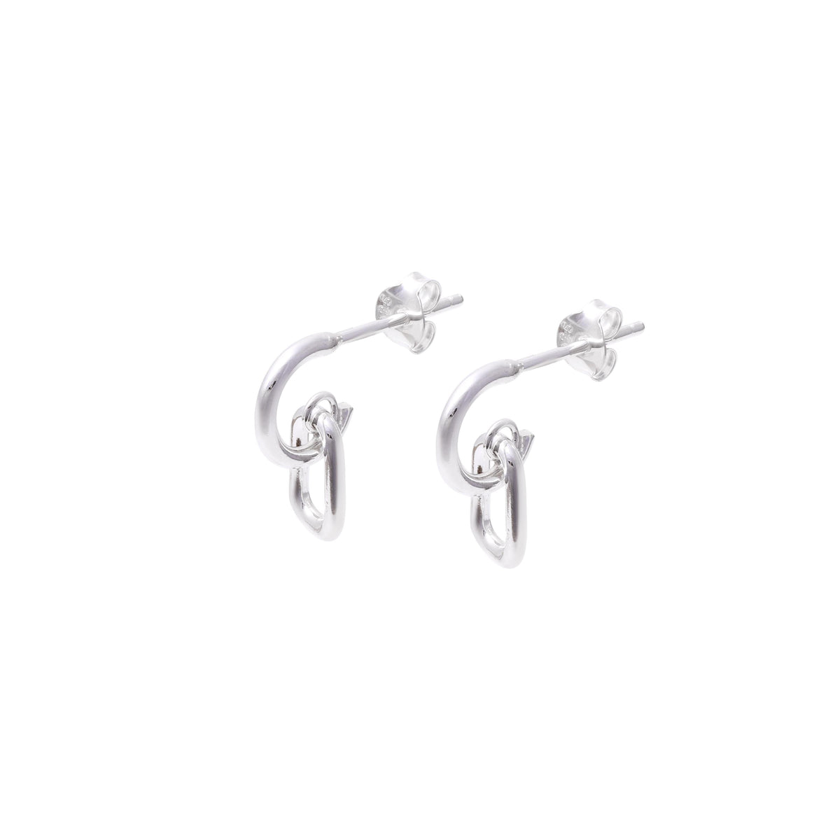 Sterling Silver Linked Earrings – Modern 925 Silver Chain Link Drops