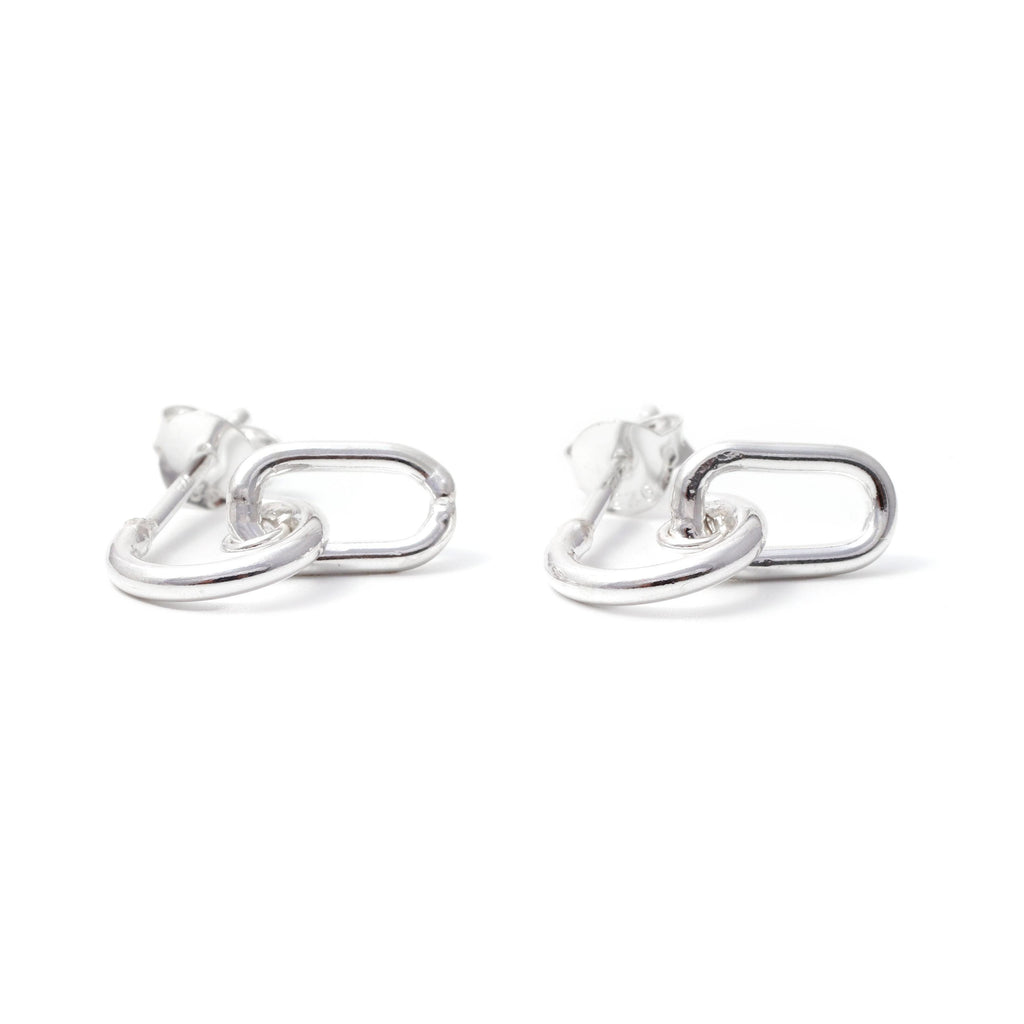 Sterling Silver Linked Earrings – Modern 925 Silver Chain Link Drops