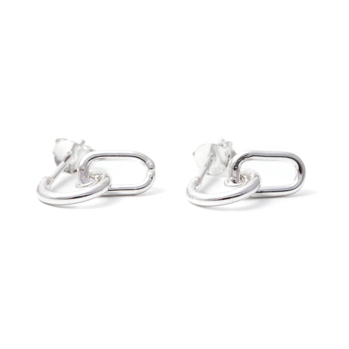 Sterling Silver Linked Earrings – Modern 925 Silver Chain Link Drops